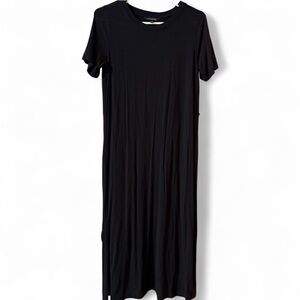 Banana Republic Black Maxi  Dress Women's XS Short Sleeve Side Slit No Belt
